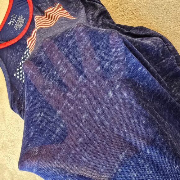 Zoe and Liv Tank Womens Large Red White Blue Thin Patriotic American Flag Summer - Picture 5 of 9